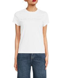 7 For All Mankind - Rhinestone Logo Cotton T-Shirt - Lyst