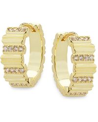 AREA STARS - Everyday Icons 14K Goldplated & Cubic Zirconia Huggie Earrings - Lyst