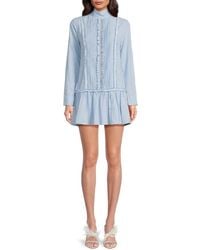 AREA STARS - Sara Long Sleeve Ruffled Mini Dress - Lyst