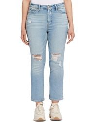 Seven7 - High Rise Cropped Straight Jean With Destruction - Lyst