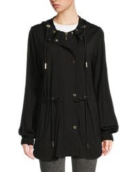 Halston - Cinched Waist Hooded Jacket - Lyst