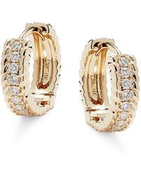 Saks Fifth Avenue Saks Fifth Avenue 14k Yellow Gold & 0.18 Tcw Diamond Huggie Earrings - Metallic