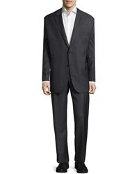 Saks Fifth Avenue Classic-fit Plaid Wool Suit - Gray