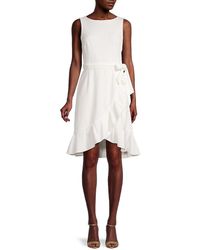 Calvin Klein Faux-wrap Belted Dress - Natural