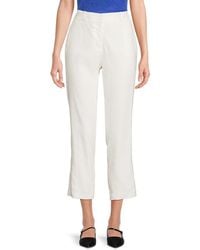 Calvin Klein - Straight Leg Linen Blend Cropped Pants - Lyst