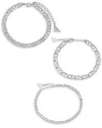 Sterling Forever - 3-piece Rhodium-plated Brass Anchor Chain Bracelets - Lyst