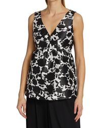 Womens Clothing Tops Sleeveless and tank tops Kate Spade Rooftop Garden Floral Ruffle Top in Black 
