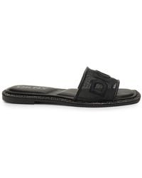 DKNY - Badin Logo Embellished-Trim Flat Sandals - Lyst