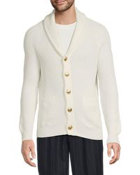 Brunello Cucinelli - Rib-Knit Shawl Collar Cotton Cardigan - Lyst