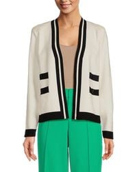 Karl Lagerfeld - Contrast Stripe Open Front Cardigan - Lyst