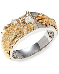 Effy 14k Two-tone Gold & Diamond Dragon Ring - Metallic