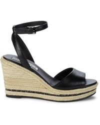 karl lagerfeld paris carin leather espadrille wedge sandals