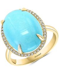 Effy - 14k Yellow Gold Turquoise & Diamond Oval Ring - Lyst