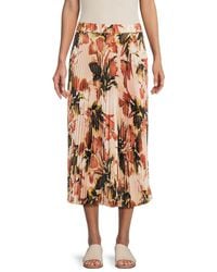 Calvin Klein - Floral Pleated A-Line Midi Skirt - Lyst