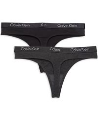 Calvin Klein Motive Stretch Cotton Thong - Black