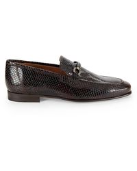 Mezlan - Embossed Croc Leather Bit Loafers - Lyst