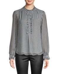 Tommy Hilfiger Ruffle Gingham Blouse - Blue