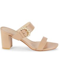 Stuart Weitzman - Piper 75Mm Leather Block Sandals - Lyst