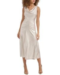 Kensie - Foil Cowl Ruched Midi-Dress - Lyst