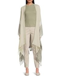 Brunello Cucinelli - Striped Linen Fringe Poncho - Lyst