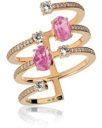Hueb - Spectrum 18 Rose Gold, Pink Sapphire & Diamond Ring - Lyst