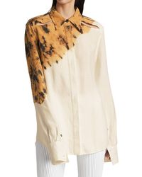 Proenza Schouler Tie-dye Linen-blend Button-down Shirt - Natural