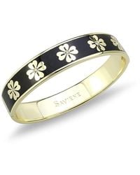 SAVIENE - 18K Goldplated & Cubic Zirconia Clover Bangle Bracelet - Lyst