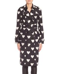 Burberry Sandringham Heart-print Trench Coat - Black