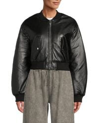 Noisy May - Eilleen Faux Leather Puffer Crop Jacket - Lyst