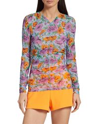Veronica Beard - Myrna Floral Ruched Top - Lyst