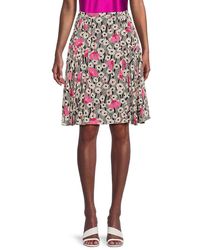 Valentino - Floral Silk A Line Skirt - Lyst