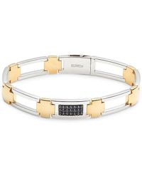 Effy - 18k Yellow Gold, Sterling Silver & Black Sapphire Bracelet - Lyst