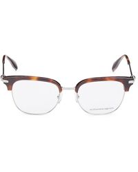 Alexander McQueen 53mm Clubmaster Optical Glasses - Metallic