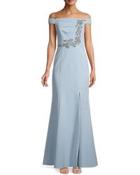 aidan mattox cold shoulder beaded gown
