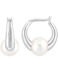 Effy ENY - Sterling & 10Mm Freshwater Pearl Huggie Earrings - Lyst
