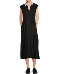 Karl Lagerfeld - Collar-Detail Belted Linen-Blend Midi-Dress - Lyst