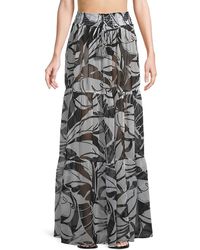 Ramy Brook - Cecelia Palm-Print Tiered Cover-Up Skirt - Lyst