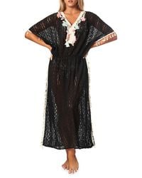 La Moda Clothing - Crochet Tassel Trim Cover-Up Dress - Lyst