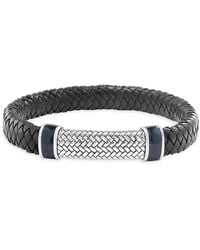 Effy - Sterling Silver, Enamel, & Braided Leather Bracelet - Lyst