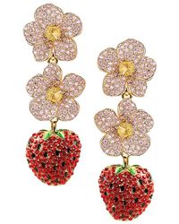 Eye Candy LA - Luxe 18k Goldplated & Cubic Zirconia Strawberry Drop Earrings - Lyst