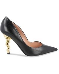 Love Moschino - 95Mm Metal Sculpted Heel Leather Pumps - Lyst