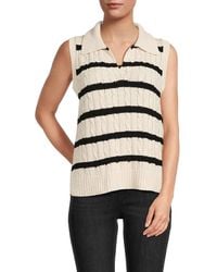 Design History - Striped Cable Knit Sweater Vest - Lyst