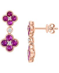 Effy - 14k Rose Gold, Pink Sapphire & Diamond Drop Earrings - Lyst