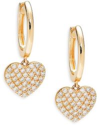 Saks Fifth Avenue - 14k Yellow Gold & 0.384 Tcw Diamond Heart Drop Earrings - Lyst