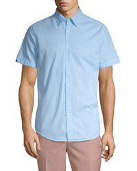 Ben Sherman Polka Dot Short-sleeve Button-down Shirt - Blue