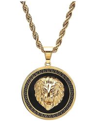 Anthony Jacobs - 18k Goldplated & Simulated Diamond Lion Greek Key Mount Pendant Necklace - Lyst