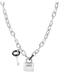 Effy Sterling Silver & Black Spinel Key Lock Charm Necklace - Metallic