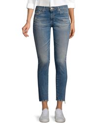 AG Jeans Distressed-hem Skinny Jeans - Blue