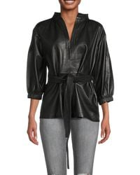 Truth - Bailey Peasant Leather Belted Top - Lyst