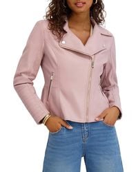 Kensie - Faux Leather Moto Jacket - Lyst
